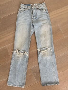 Re/Done Light Blue Denim Jeans with Contrast Stitching